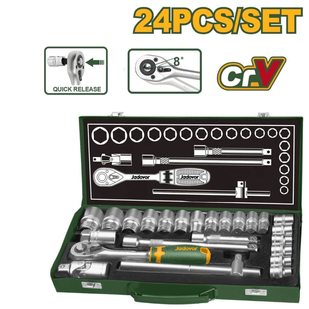 SET DE RACHET 1/2″ 24PIEZAS – JDST2L24