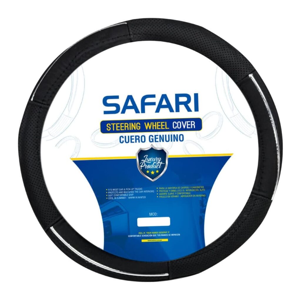 CUBRE VOLANTE CUERO GEN BK/BK/6 LINEAS CC VENTILADO – SFT-18008BK