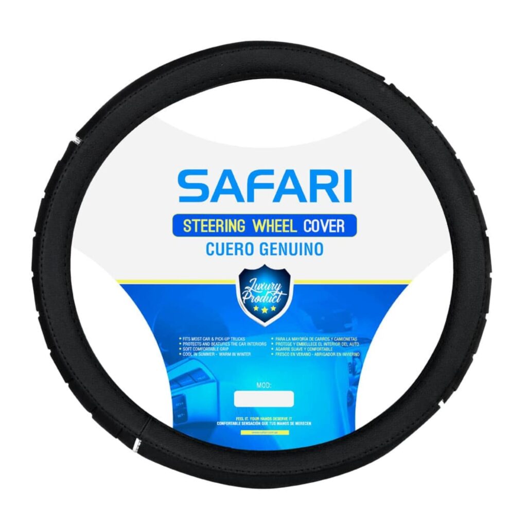 CUBRE VOLANTE CUERO GEN BK/TEXTURA NEGRA/LINEAS CC – SFT-18015BK