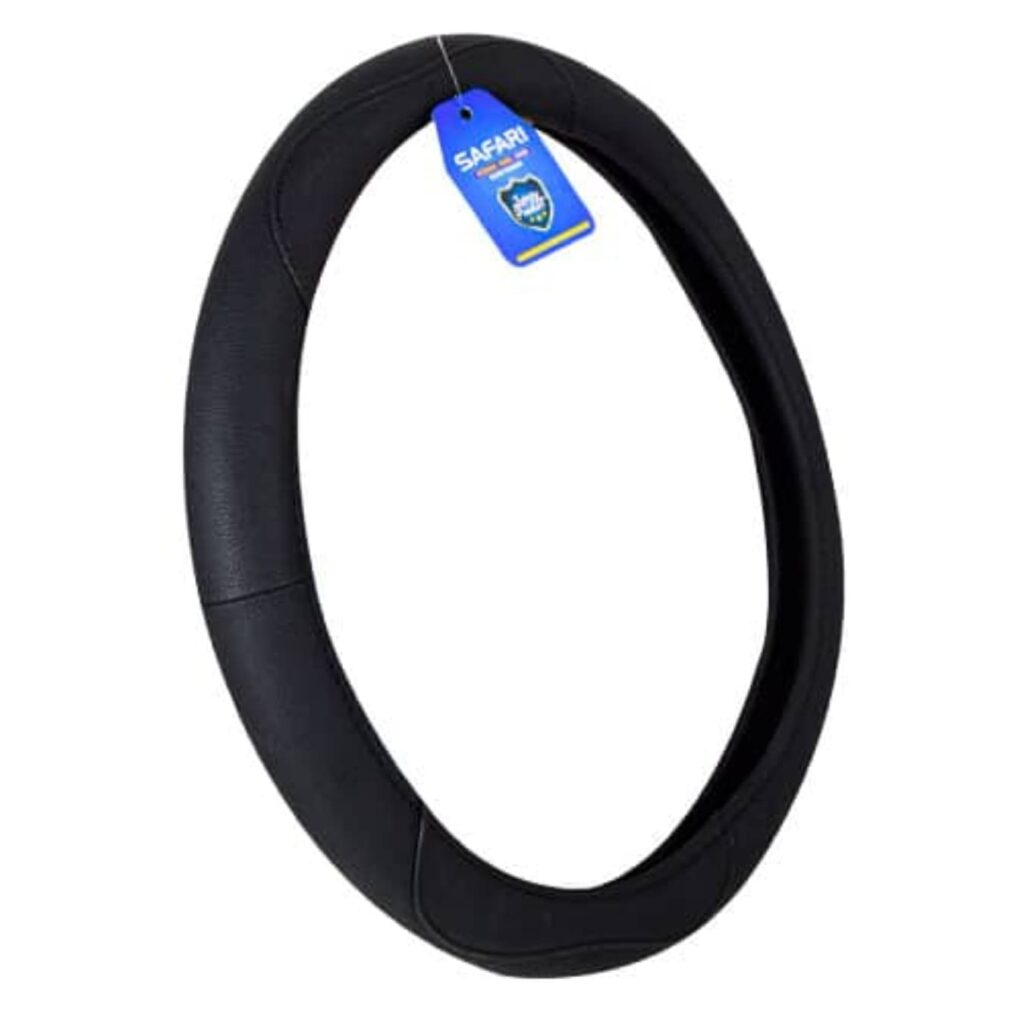 CUBRE VOLANTE SAFARI DE CUERO GENUINO  BK/DETALLES BK – SFT-18020BK