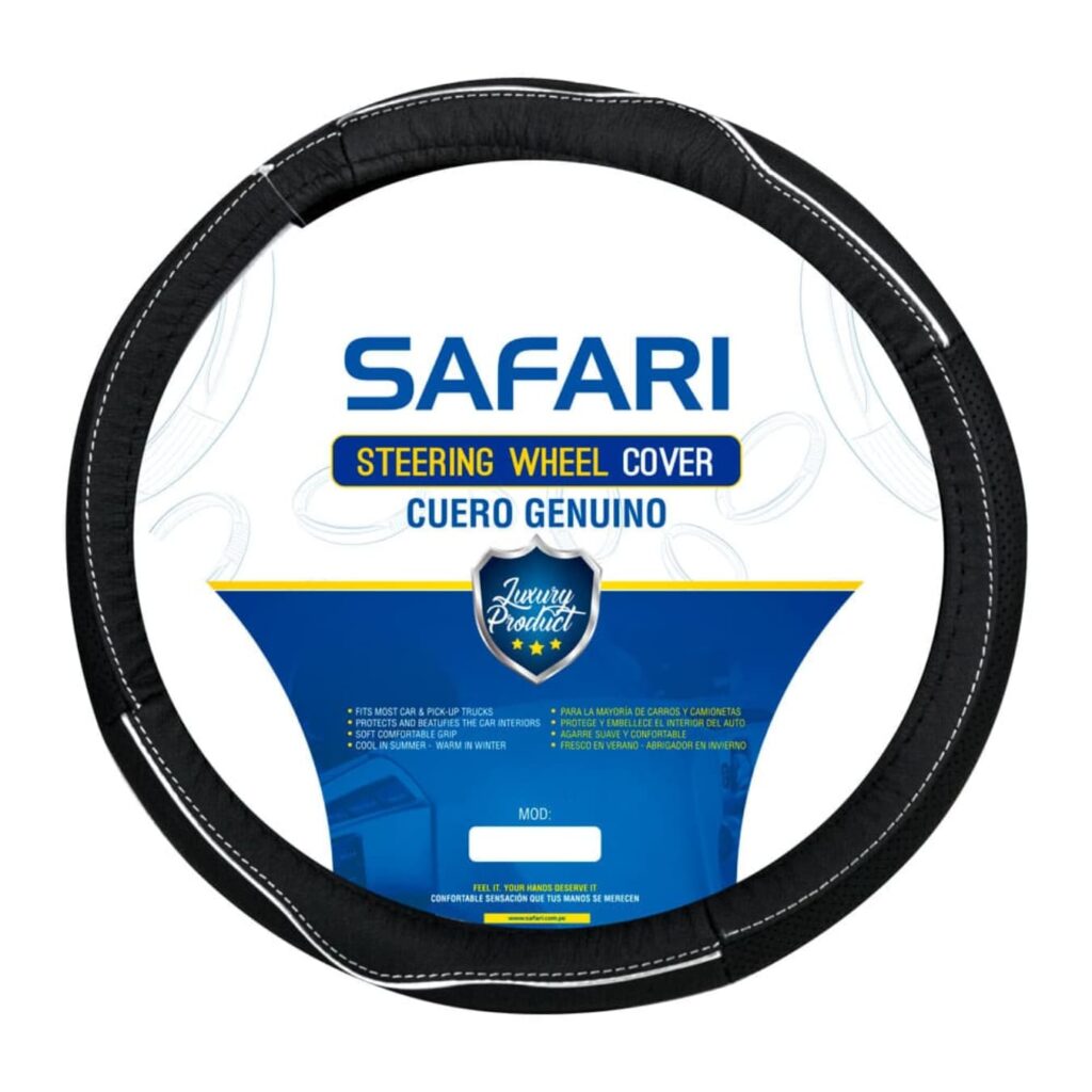 CUBRE VOLANTE CUERO GEN BK/ONDAS CC E HILO WW – SFT-18027BK