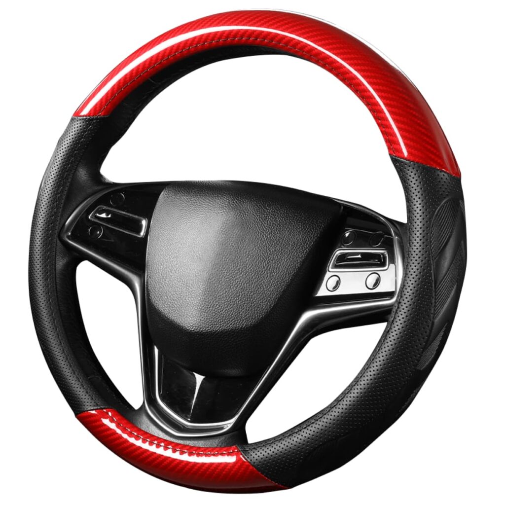 CUBRE VOLANTE CUERO GEN/HQPU/C BK C/ONDA VENTILADA BK Y DET 2D RD – GP2204RD