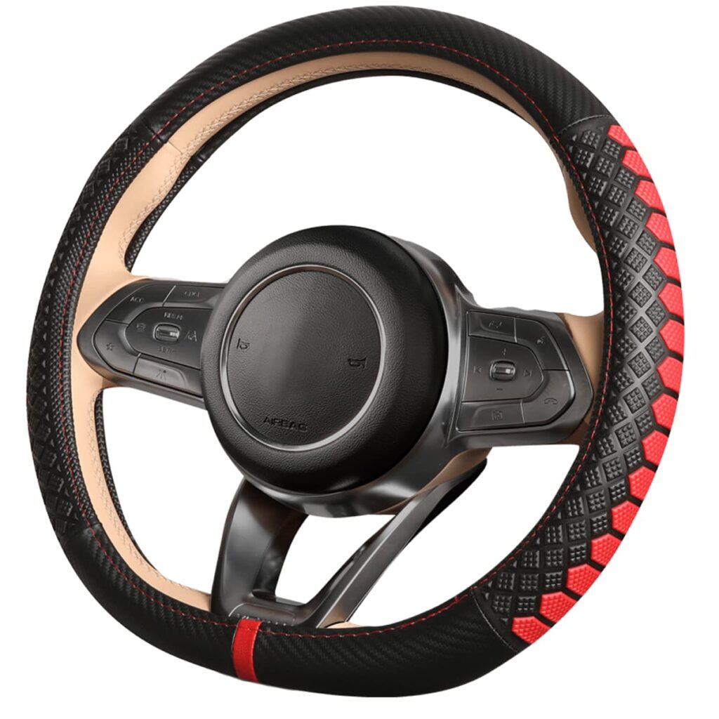 CUBRE VOLANTE CUERO GEN/C/SL BK 3D C/DET RD/BK – GP2305RD