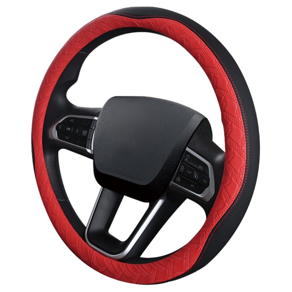 CUBRE VOLANTE CUERO GEN/HQPU BK C/ONDA TEXTURA X RD – GP2320BK