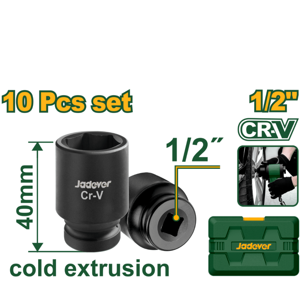SET DE DADOS DE IMPACTO 1/2″ 10PCS CRV – JDMS1D01