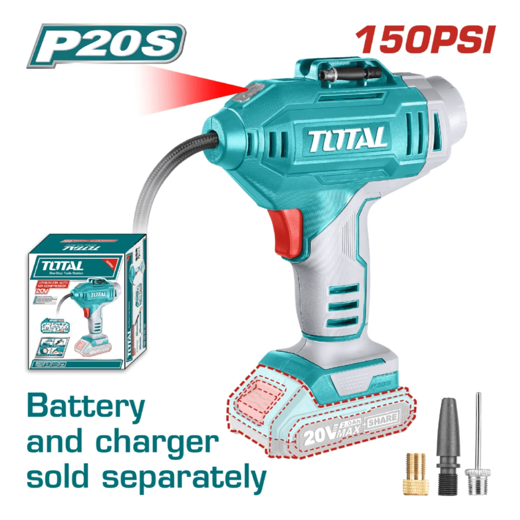 COMPRESOR DE AIRE TOTAL LI-ION 20V 150PSI 10.34BAR – TACLI2018