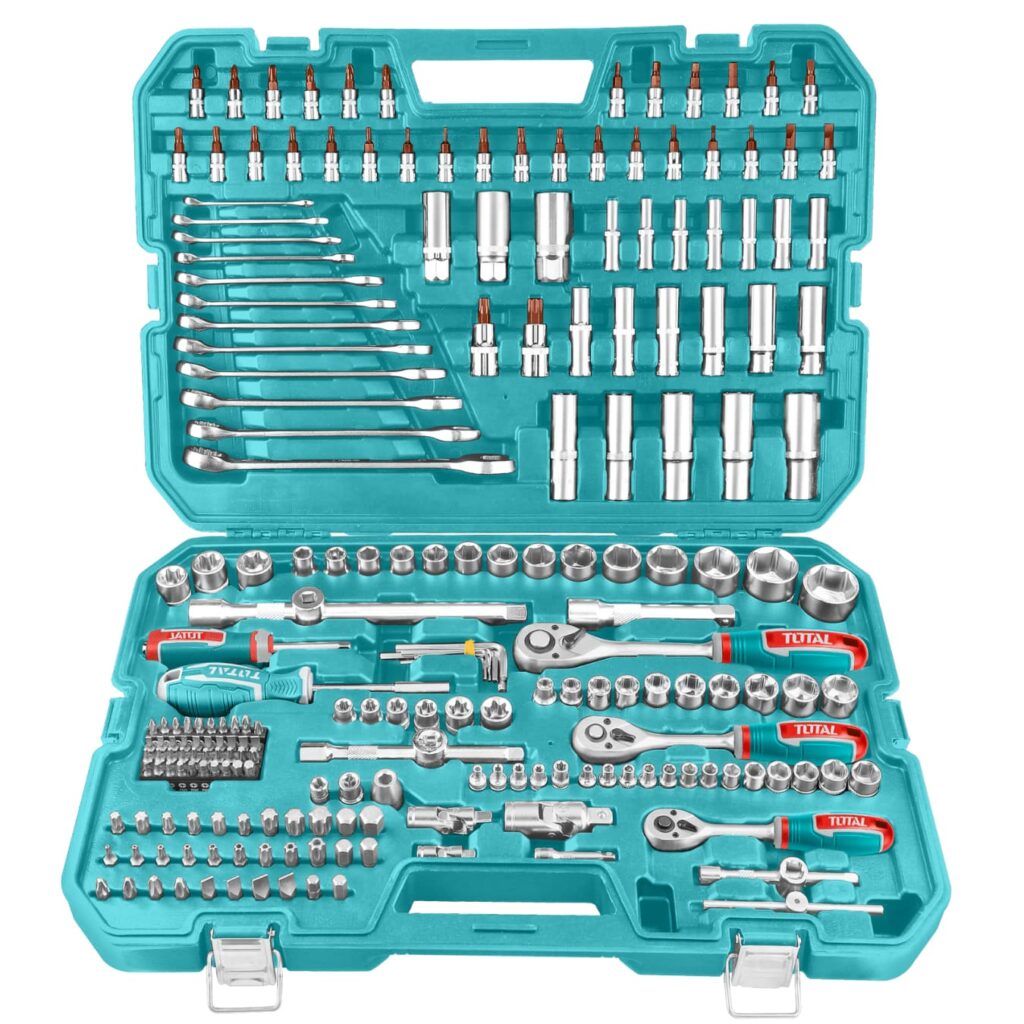 SET DE RACHET 216 PIEZAS  1/4″ 3/8″ 1/2″ MALETIN INDUSTRIAL – THKTHP22166