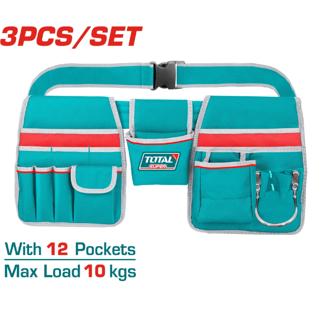PORTA  HERRAMIENTAS DE CINTURÓN CON 12 BOLSILLOS Y 1 BOLSILLO PARA MARTILLO. CARGA MÁXIMA 10KG. CINTURA
