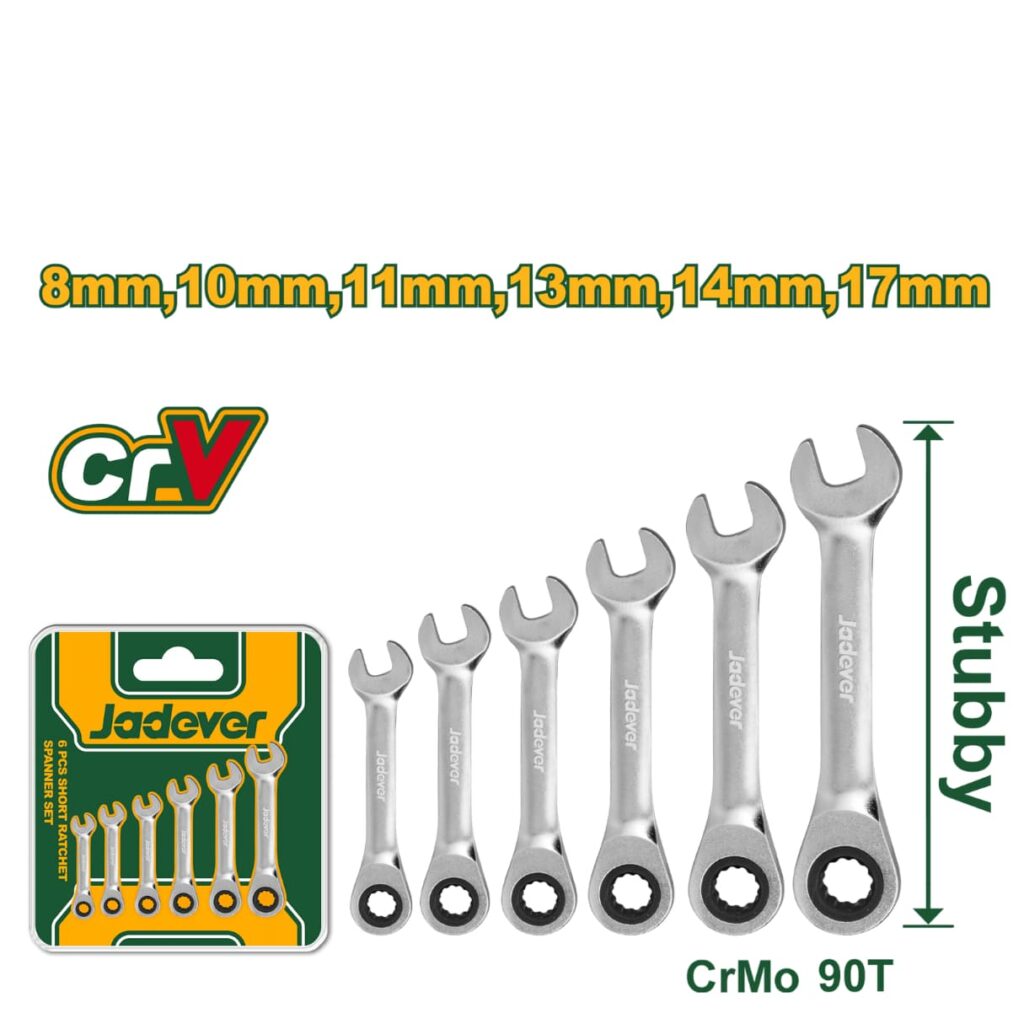 SET DE LLAVES TRINQUETE CORTA 8-17MM CRV 6PIEZAS- JDSP6406