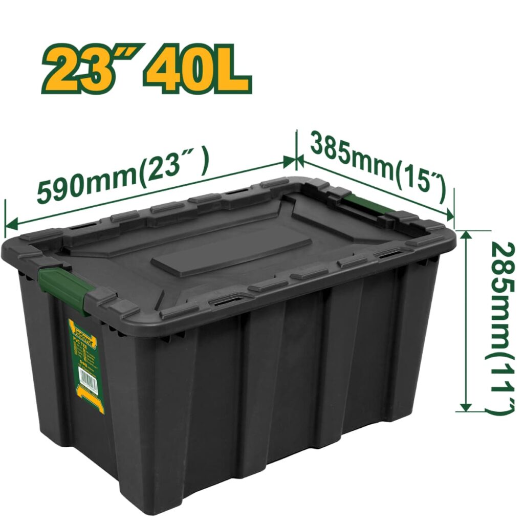 CAJA DE ALMACENAMIENTO NEGRO 23″ 40L – JDTB3340