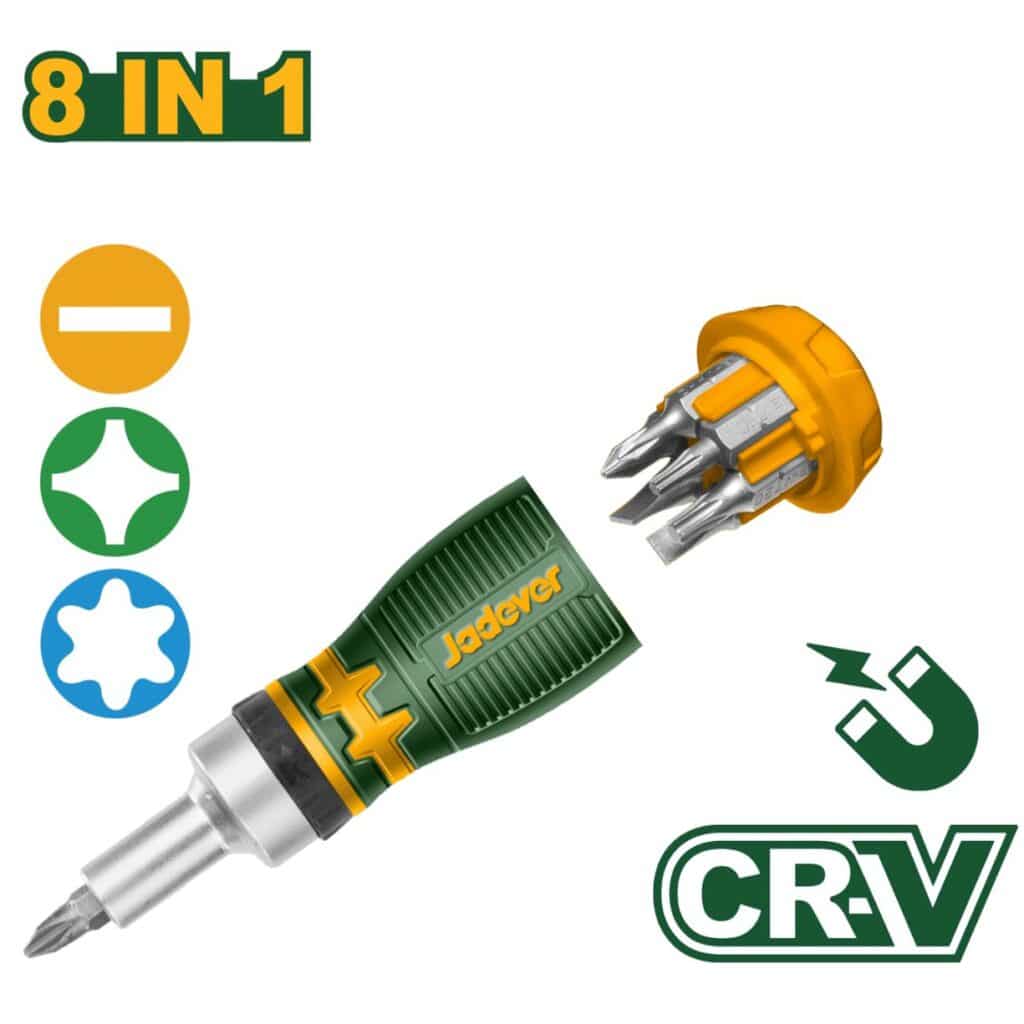 SET DE DESTORNILLADOR Y PUNTAS COPACTO 8 EN 1 CRV – JDSS8608