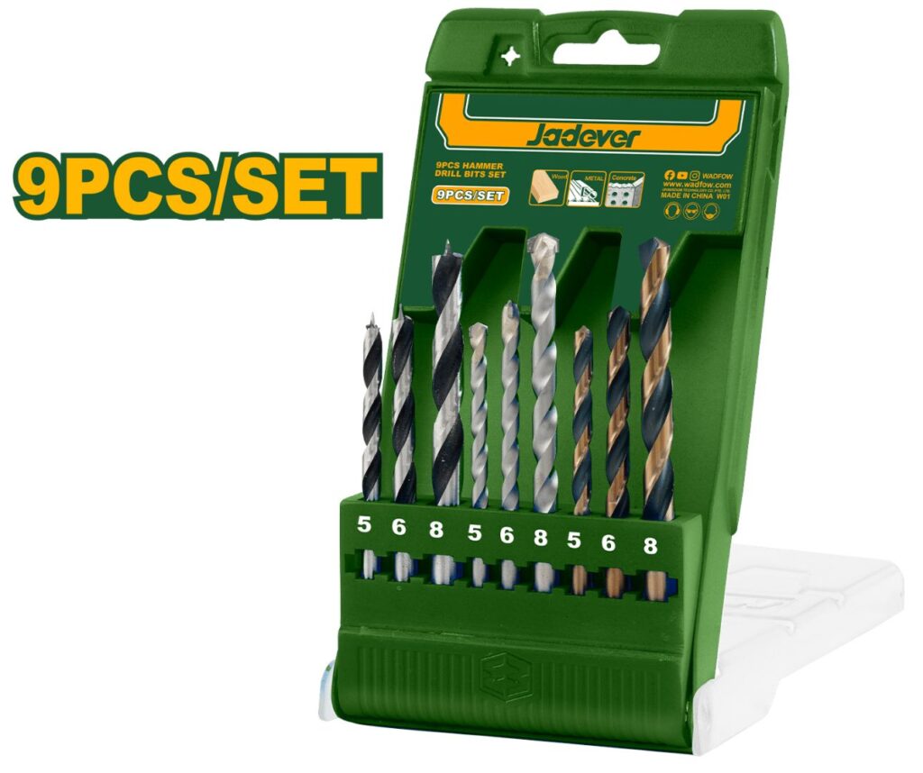 BROCA SET 9PCS CONBINADAS MADERA, CONCRETO Y METAL  JADEVER  – JDTD6B01