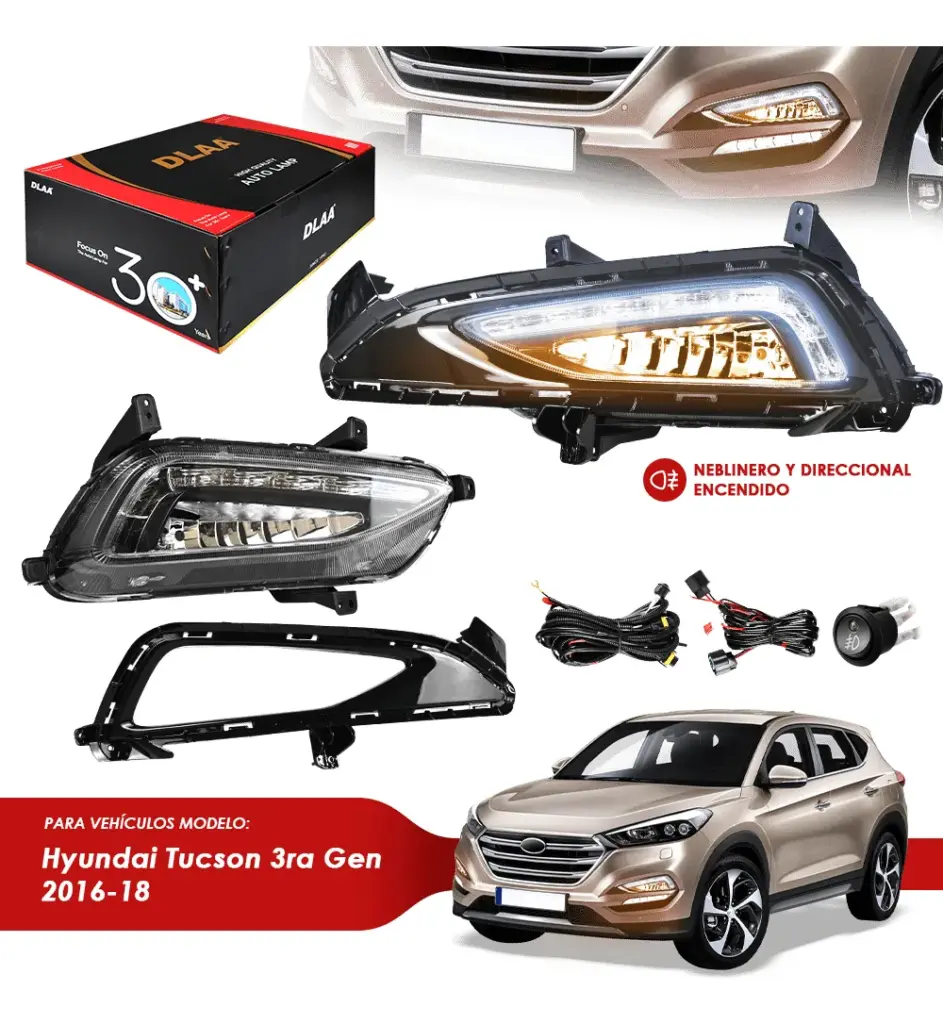 SET DE NEBLINEROS LED +DRL HY TUCSON 3RA GEN 2016-18 – HY848-LED