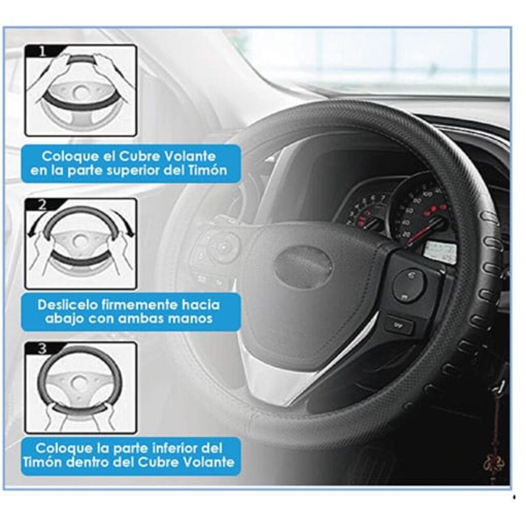 CUBRE VOLANTE CUERO GEN BK/CARBON BK 3D VENTILADO – SFT-N1801BK