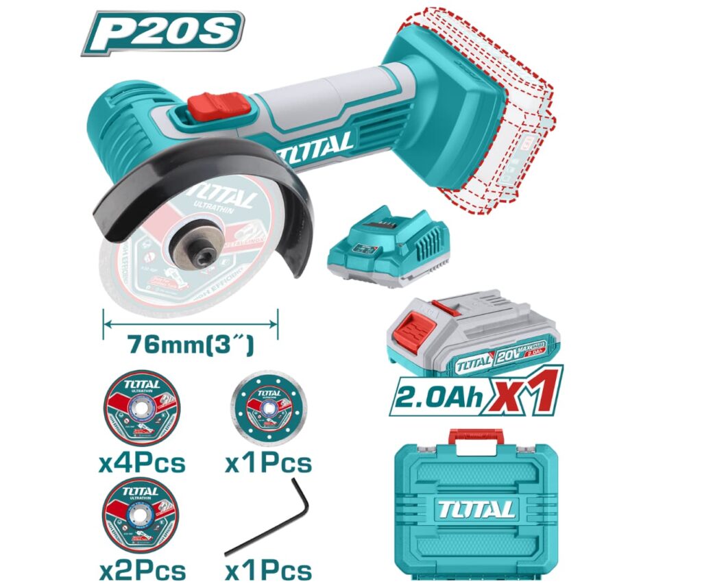 MINI AMOLADORA 3″ (76MM)  20V 19500RPM 2.0AH M6 INDUSTRIAL – TAGLI76012