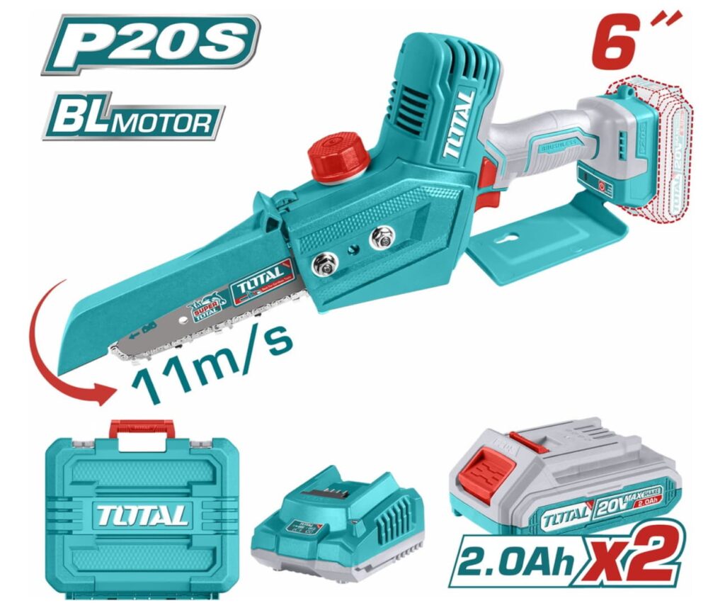 MINI SIERRA PODADORA 6″ 15CM 11M/S + MALETA TOTAL- TGSLI20686