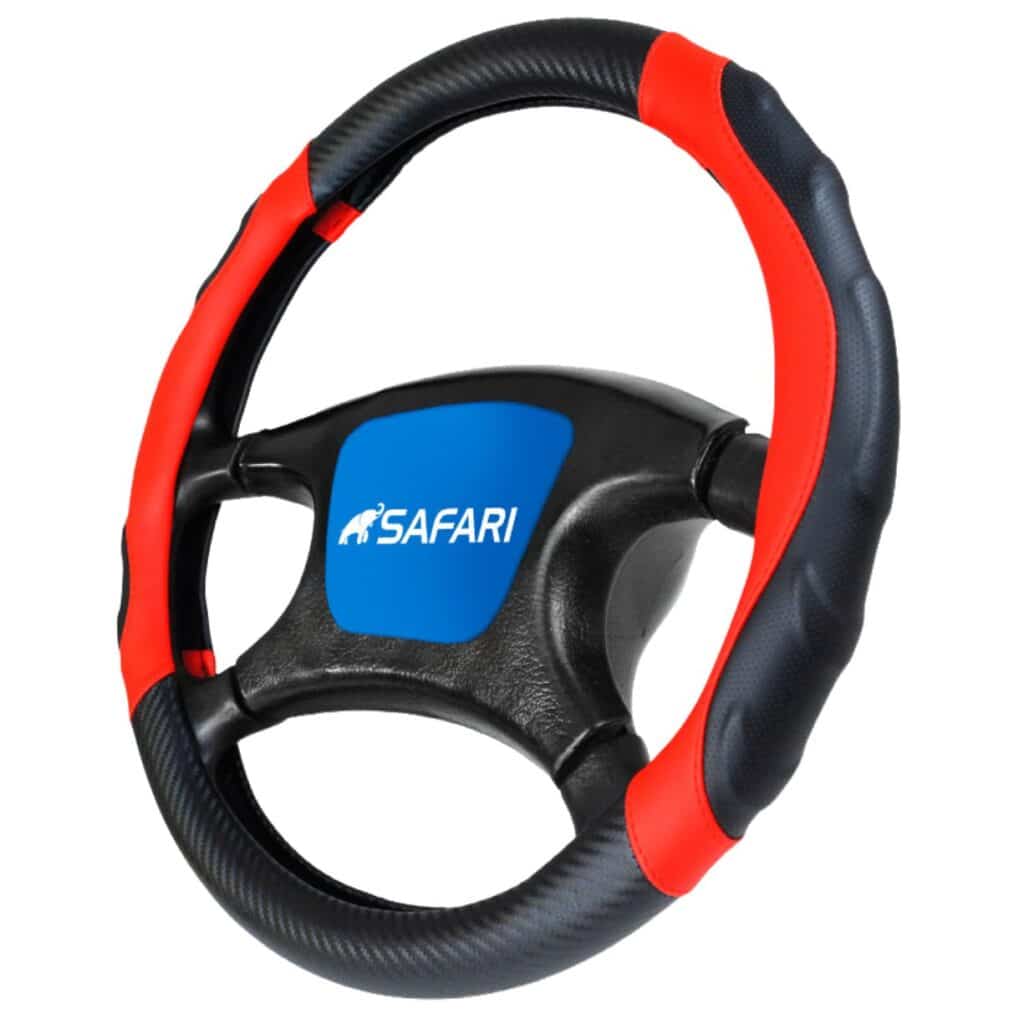 CUBRE VOLANTE PU NEGRO MICRO CARBON NEGRO DET ROJO – JX-233117/4