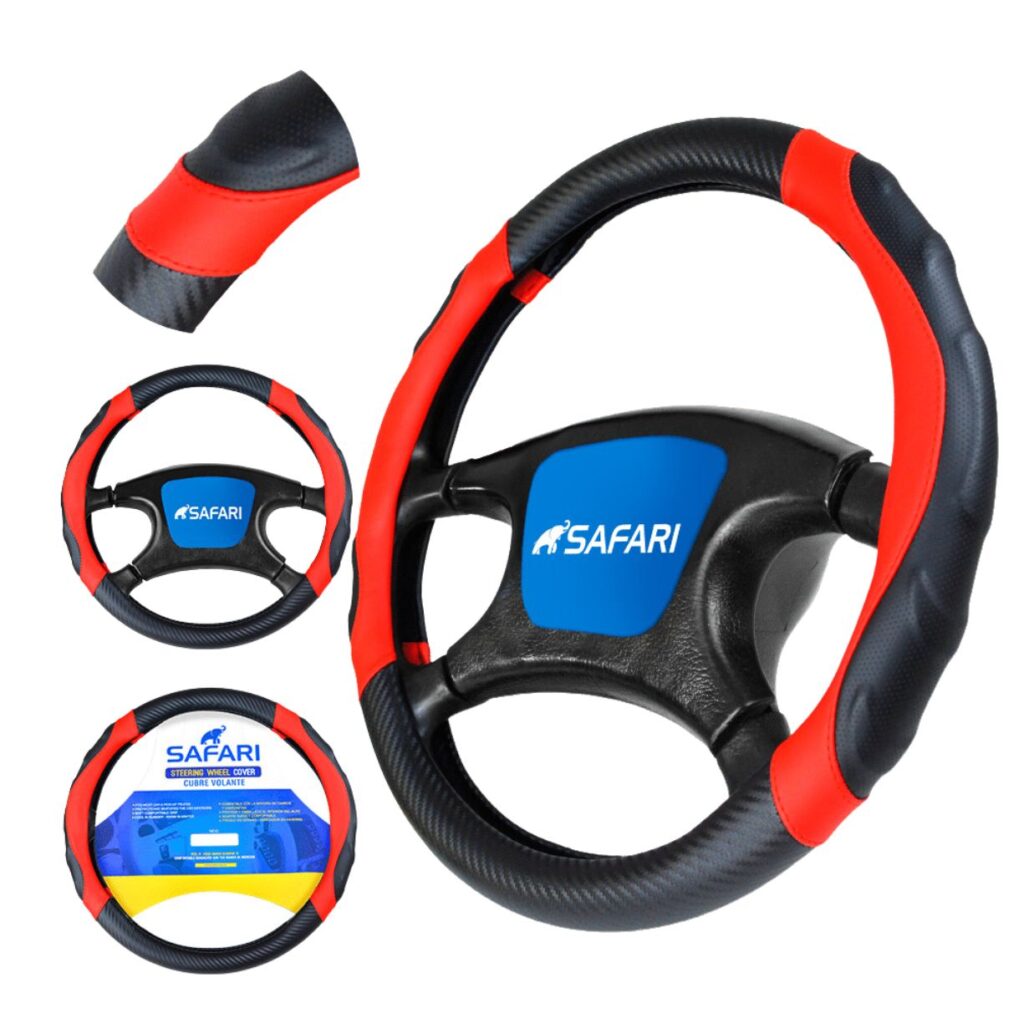 CUBRE VOLANTE PU NEGRO MICRO CARBON NEGRO DET ROJO – JX-233117/4