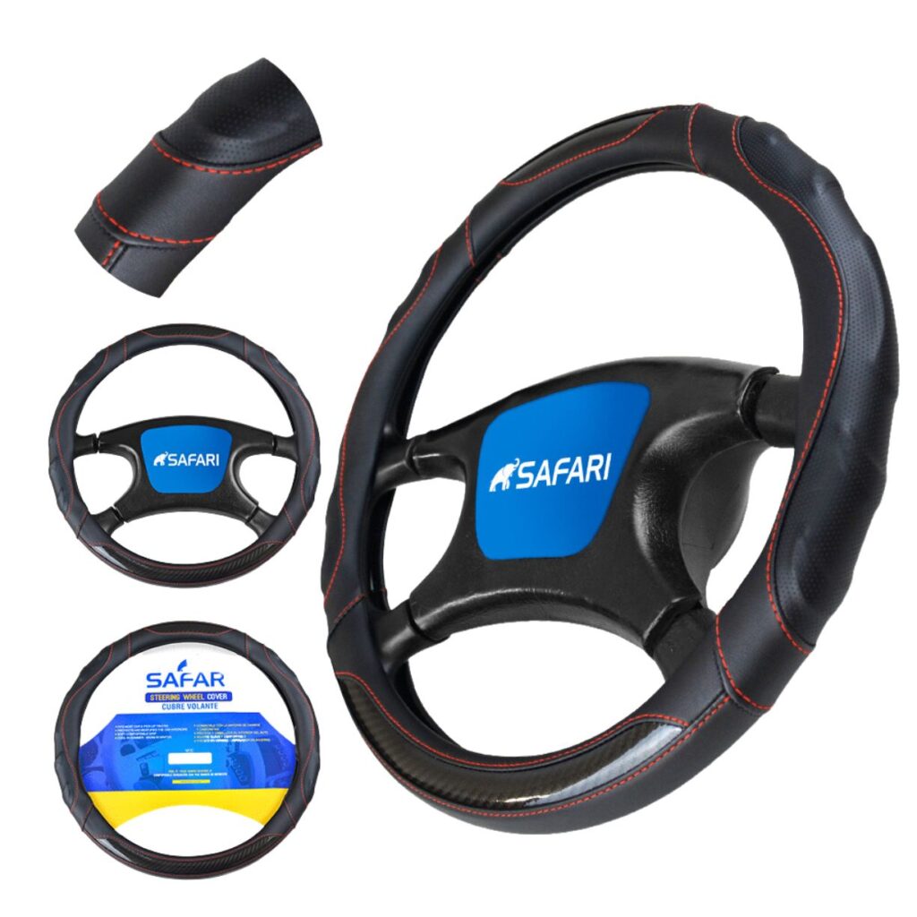 CUBRE VOLANTE PU NEGRO MICRO CARBON NEGRO DET AZUL – JX-233117/2