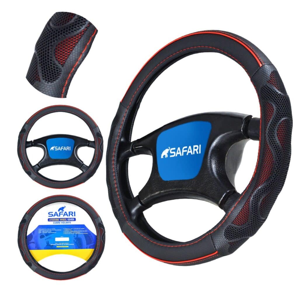 CUBRE VOLANTE PU NEGRO PANAL DET ROJO – JX203017 BK/RD