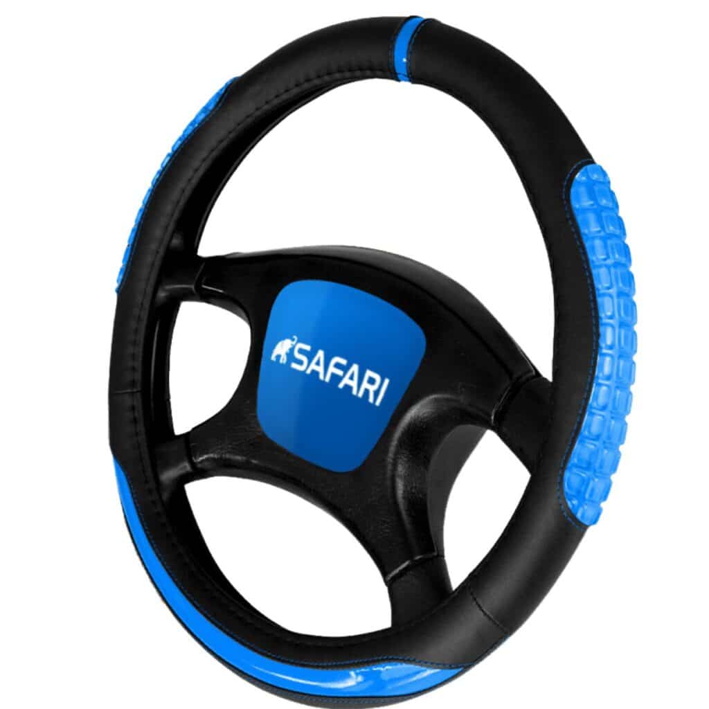 CUBRE VOLANTE PU NEGRO DETALLES/CUBOS AZUL – JX233001 BK/BL