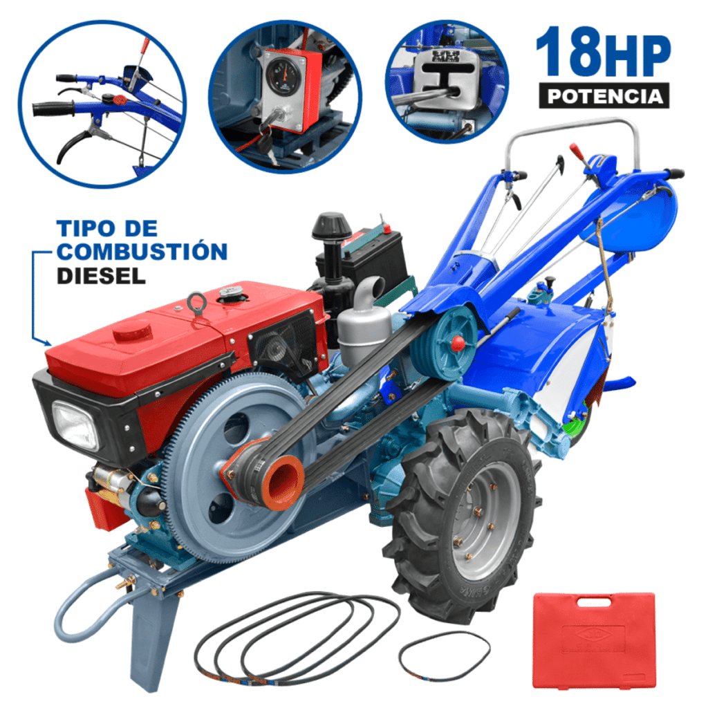 MOTOCULTIVADOR DIESEL 18HP, RADIADOR+FARO, ENCENDIDO ELECTRICO + ACCESORIOS