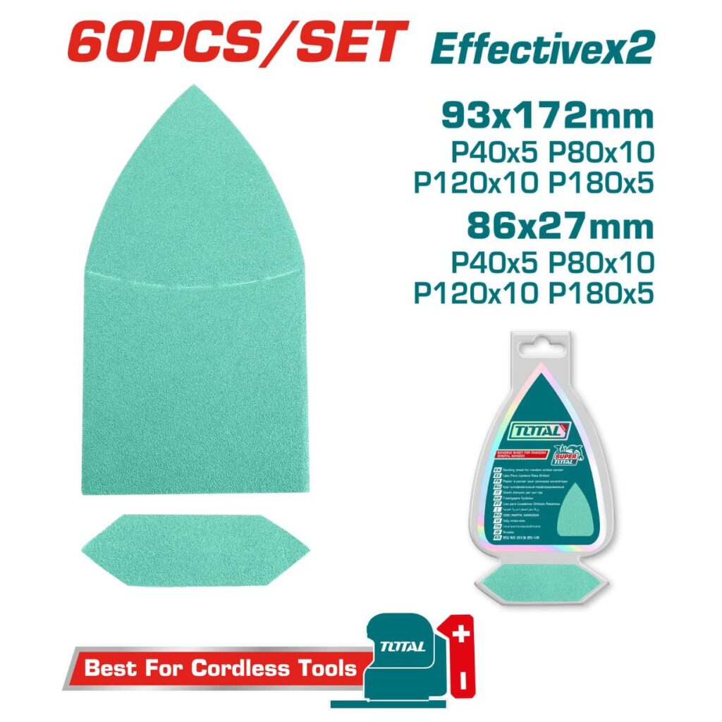 SET DE LIJAS P80/P120/P180 93X172MM/86X27MM 50PCS – TAC938660