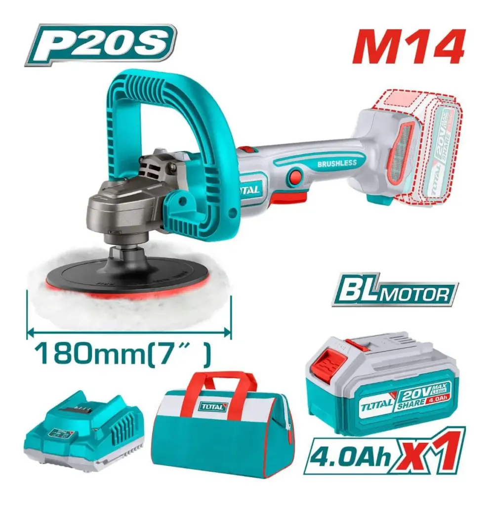 PULIDORA ANGULAR LI-ION 20V 400-2500 RPM  (7″) 180MM M14 4.0AH – TAPLI20181