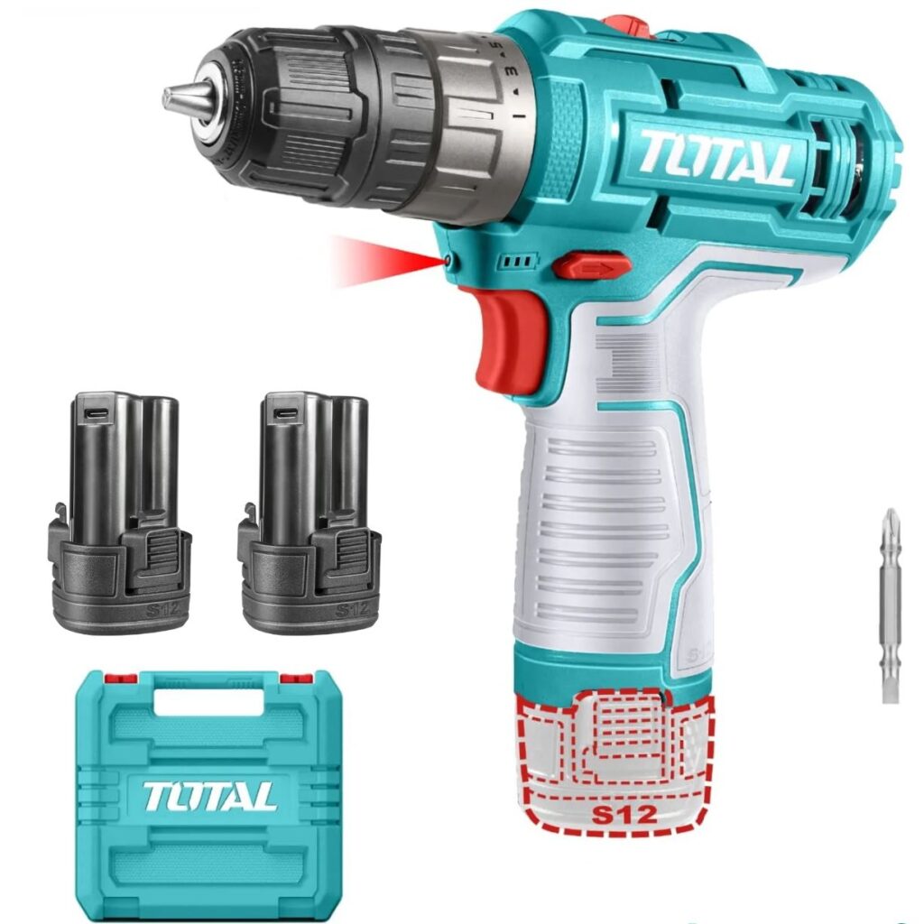 TALADRO 12V S12 20NM 0.8-10MM 0-400/0-1500RPM 2X1.5AH TIPO C MALETIN TOTAL- TDLI12202