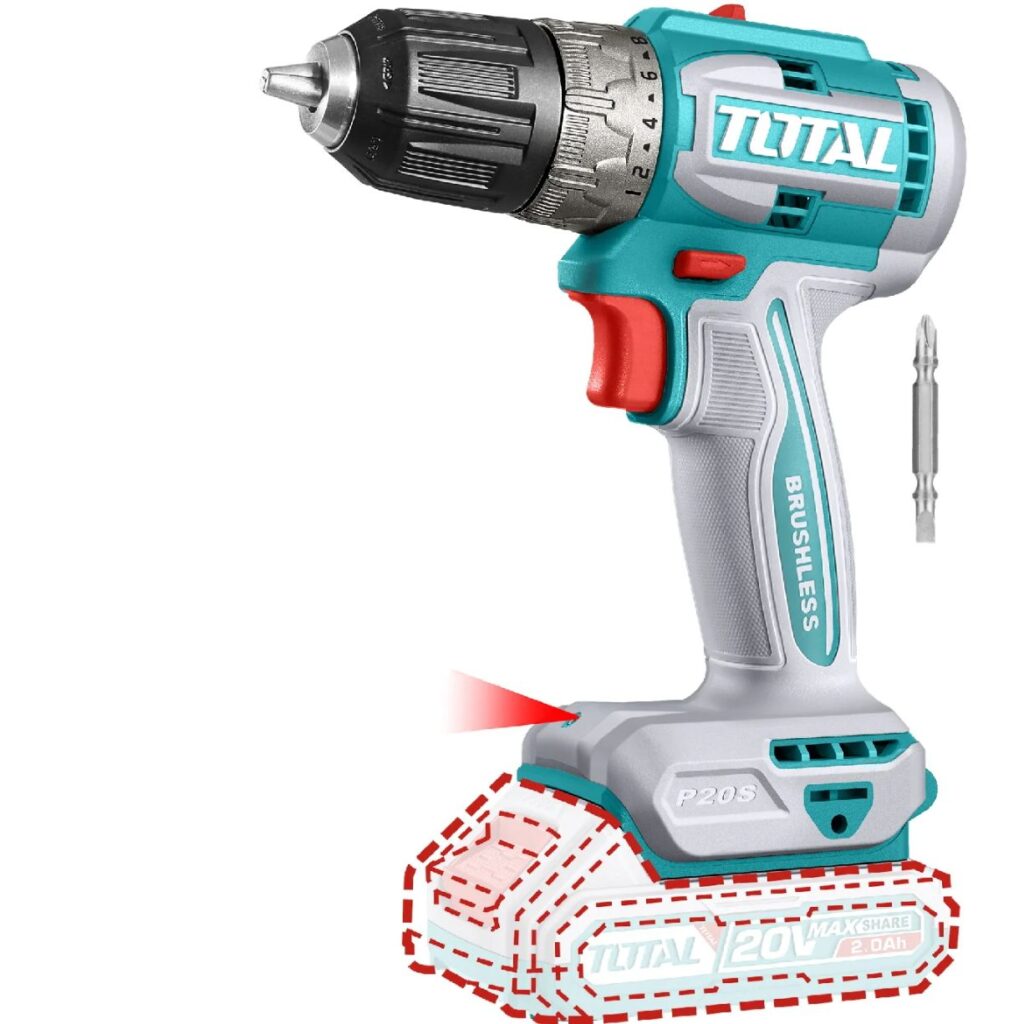 TALADRO 52NM  INALAMBRICO 0.8-10MM BATERIA Y CARGADOR POR SEPARADO  TOTAL- TDLI204531