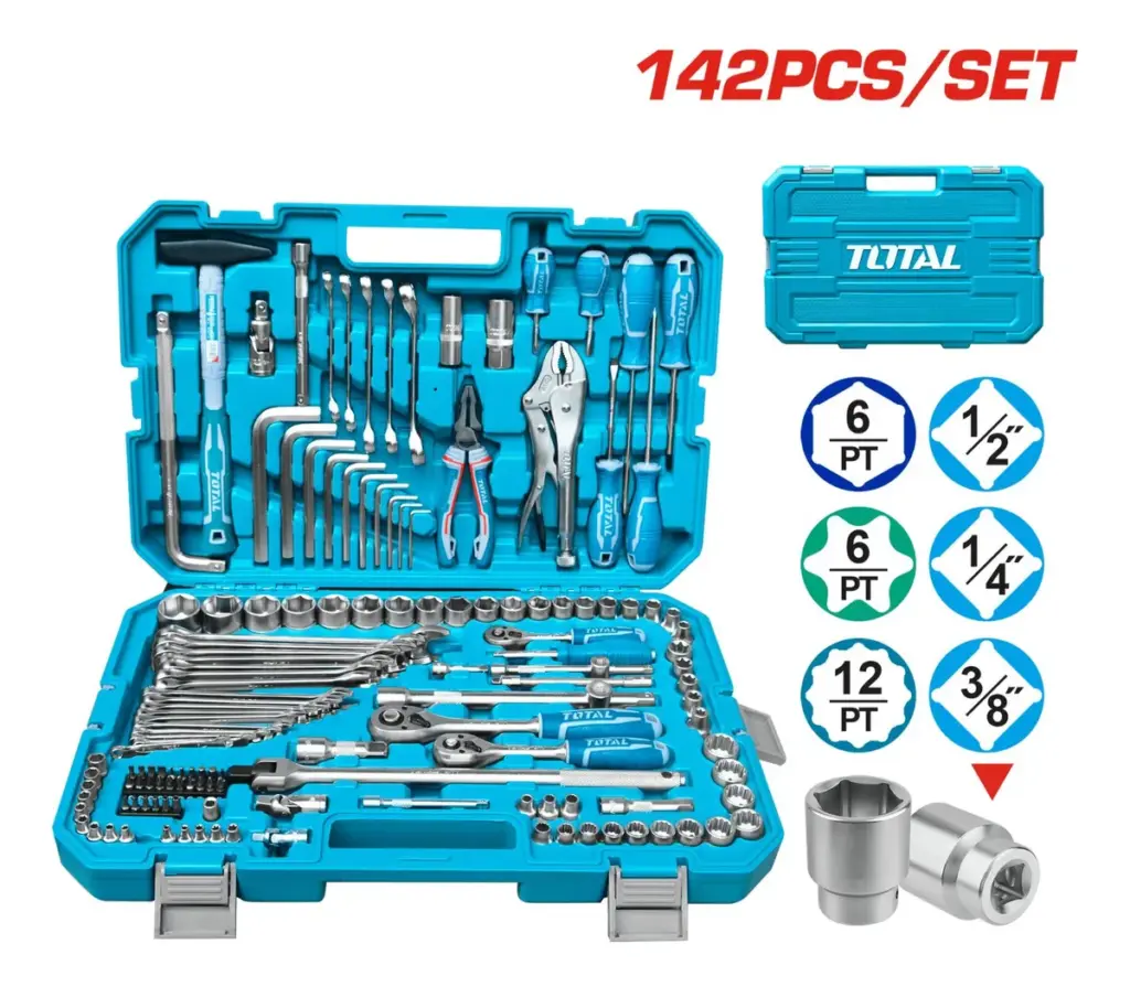 SET DE HERRAMIENTAS Y RACHET 1/2″ 142PIEZAS – THKTHP21426