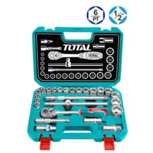 SET DE HERRAMIENTAS RACHET 1/2″ + ACCESORIOS 25 PIEZAS CR-V INCLUYE MALETÍN BMC   -THT121251