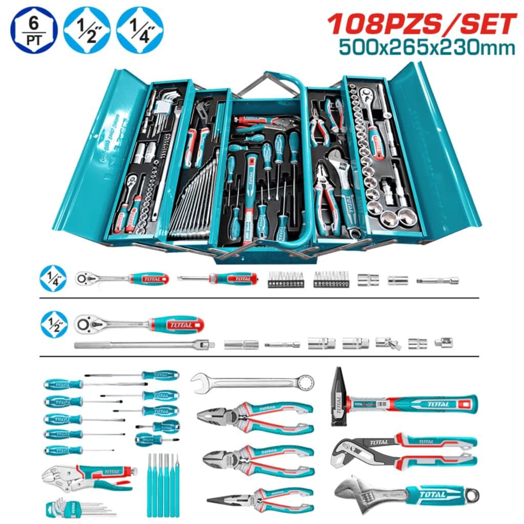 SET DE HERRAMIENTAS Y RACHET MANUALES 108PIEZAS – THTCS121081