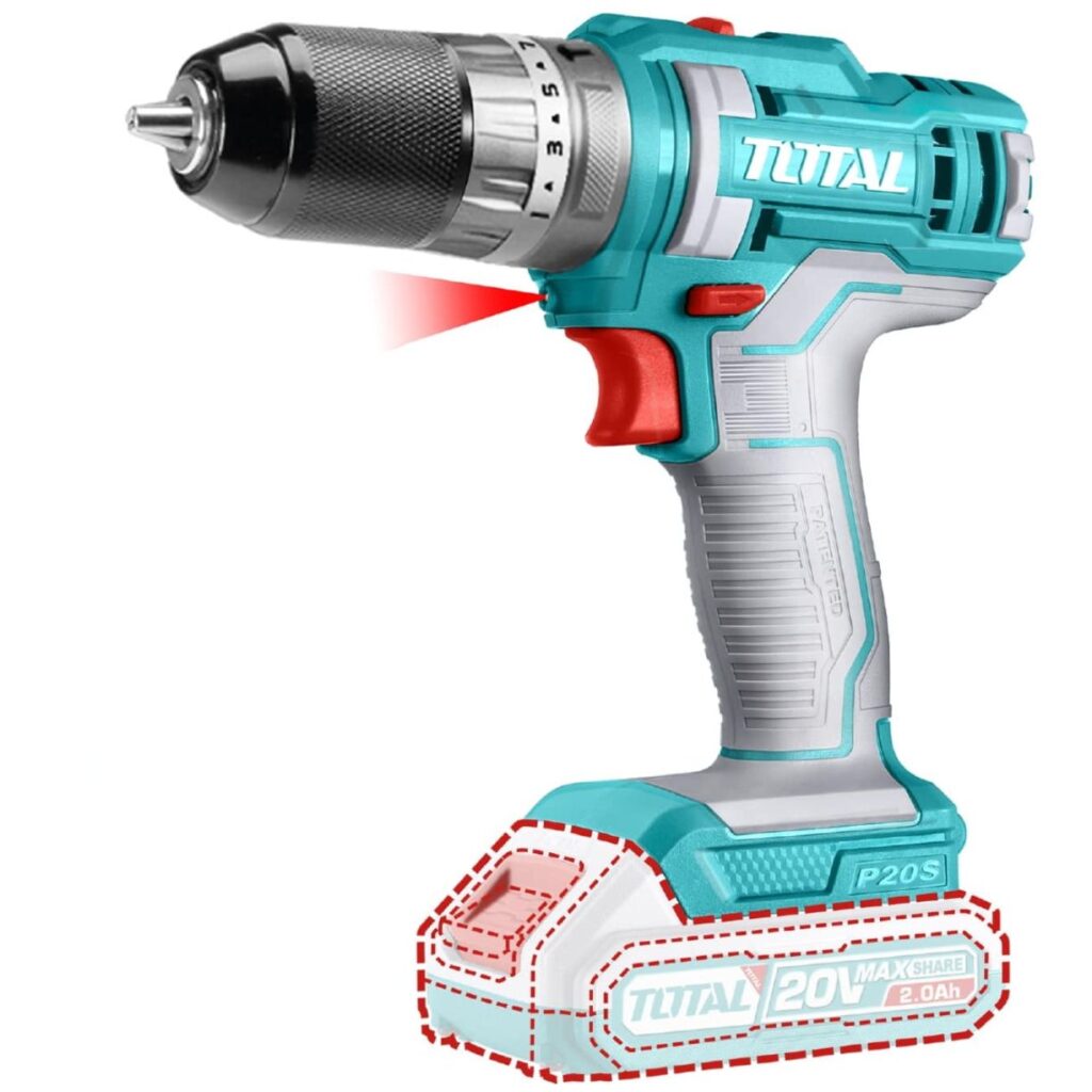 TALADRO PERCUTOR 45NM LI-ION 20V 0.8-10MM 22500BPM INDUSTRIAL  TOTAL- TIDLI201455
