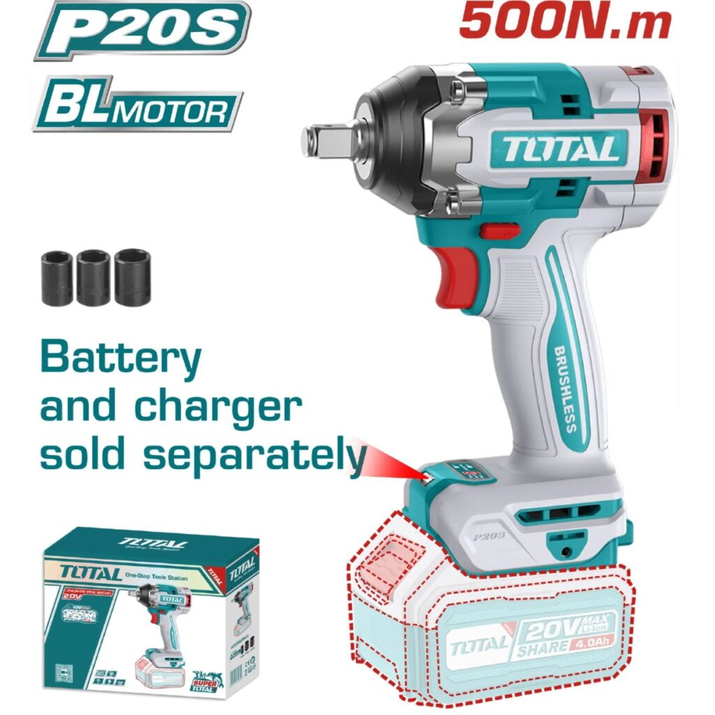 LLAVE DE IMPACTO 500NM 1/2″ BRUSHLESS LI-ION 20V TOTAL – TIWLI20501