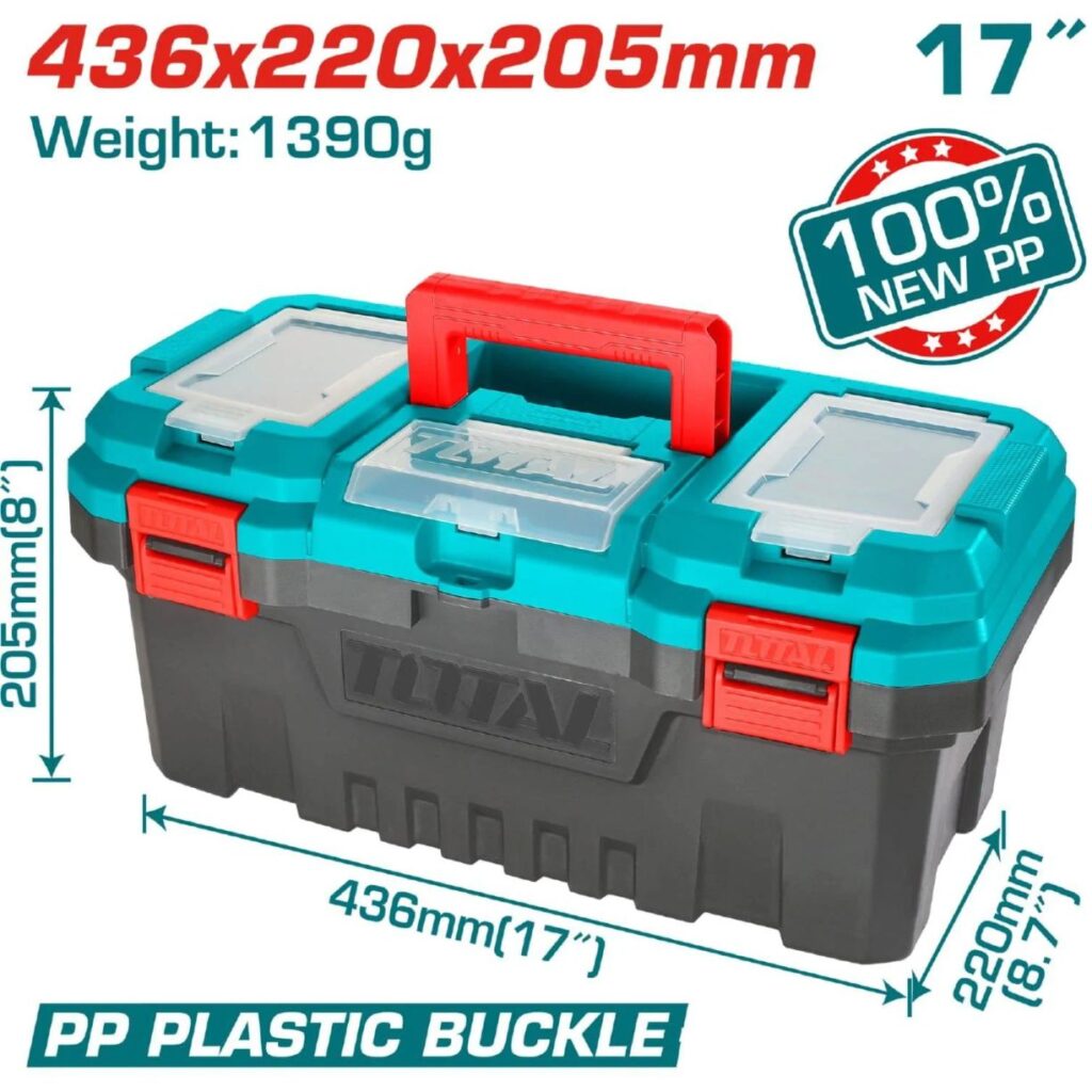 CAJA PORTA HERRAMIENTAS 17″ NEW PP 436X220X205MM 15KG TOTAL- TPBX0171