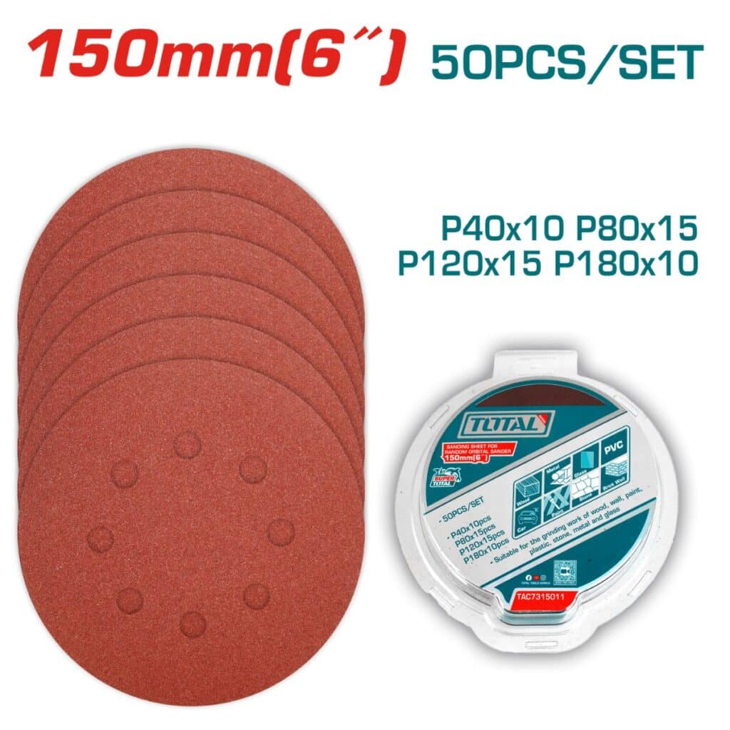 LIJA CIRCULAR 6″ P40 P80 P120 P180 50PCS – TAC7315011