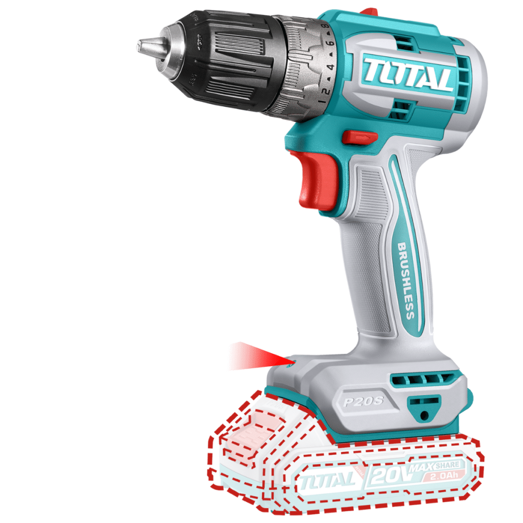 TALADRO 52NM  LI-ION 20V 2.0AH 10MM 22+1 MALETIN  TOTAL- TDLI20453