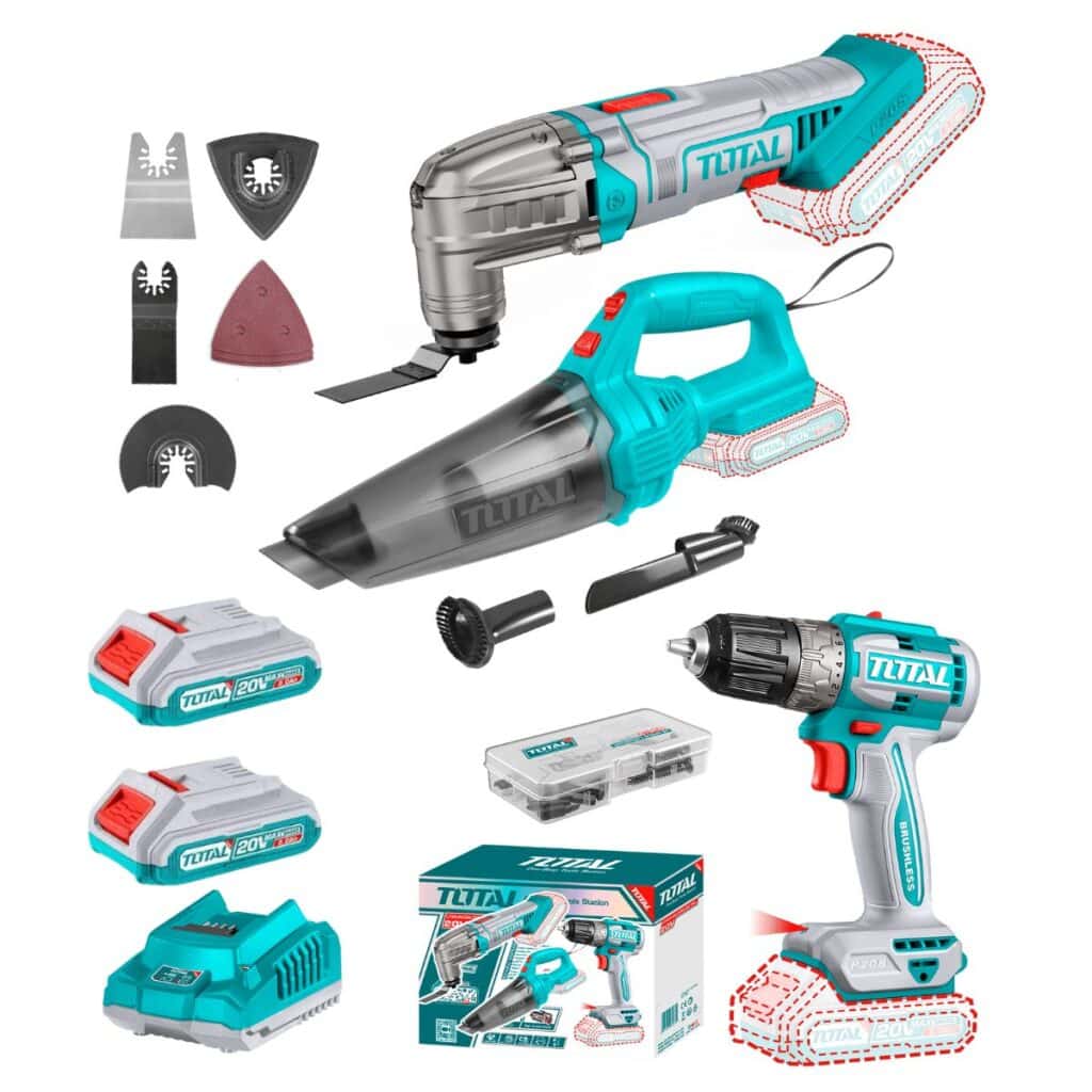 COMBO 3 EN 1 TALADRO+ASPIRADORA+MULTIHERRAMIENTAS 2X2.AH – TOSLI240685