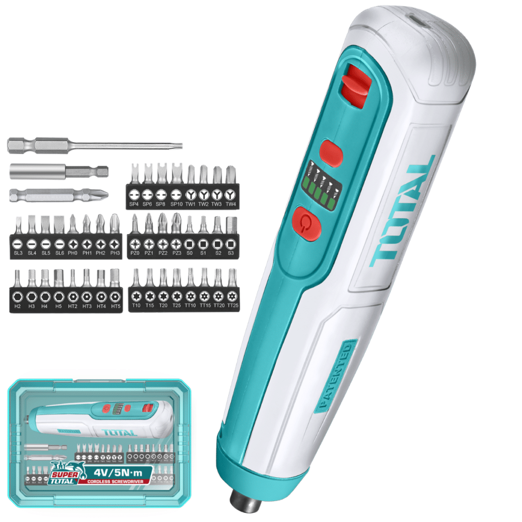 DESTORNILLADOR 4V HEX 1/4″ 240RPM TORQUE 5NM + ACCES ESTUCHE – TSDLI04062