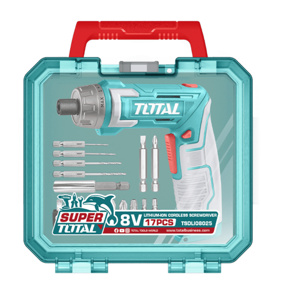 ATORNILLADOR 8V HEX 1/4″ 220RPM TORQUE 6NM + ACCES ESTUCHE – TSDLI08025