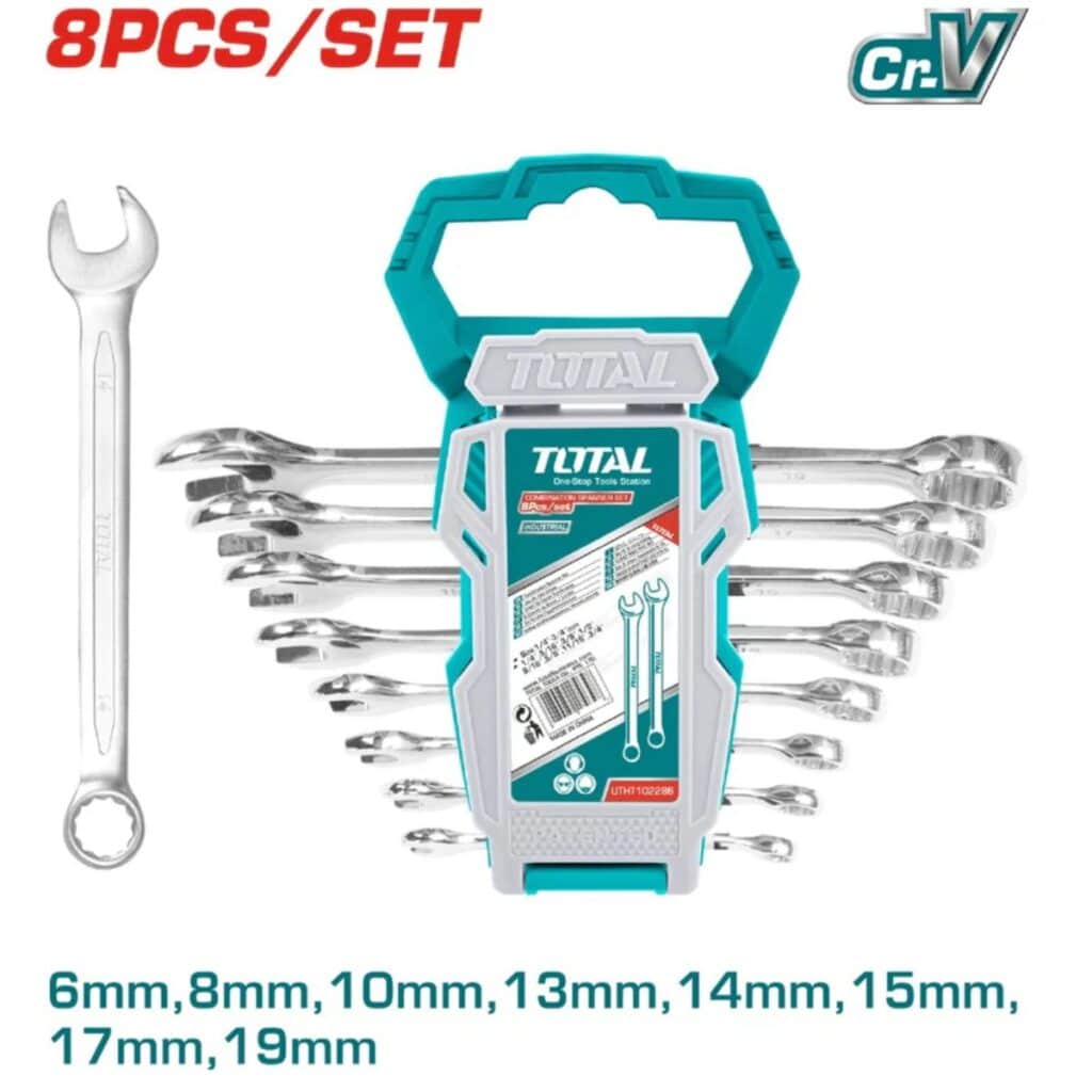 SET LLAVES COMBINACION 8PCS CR.V 6-19MM COLGADOR PLASTICO INC:13MM I – THT102286-I