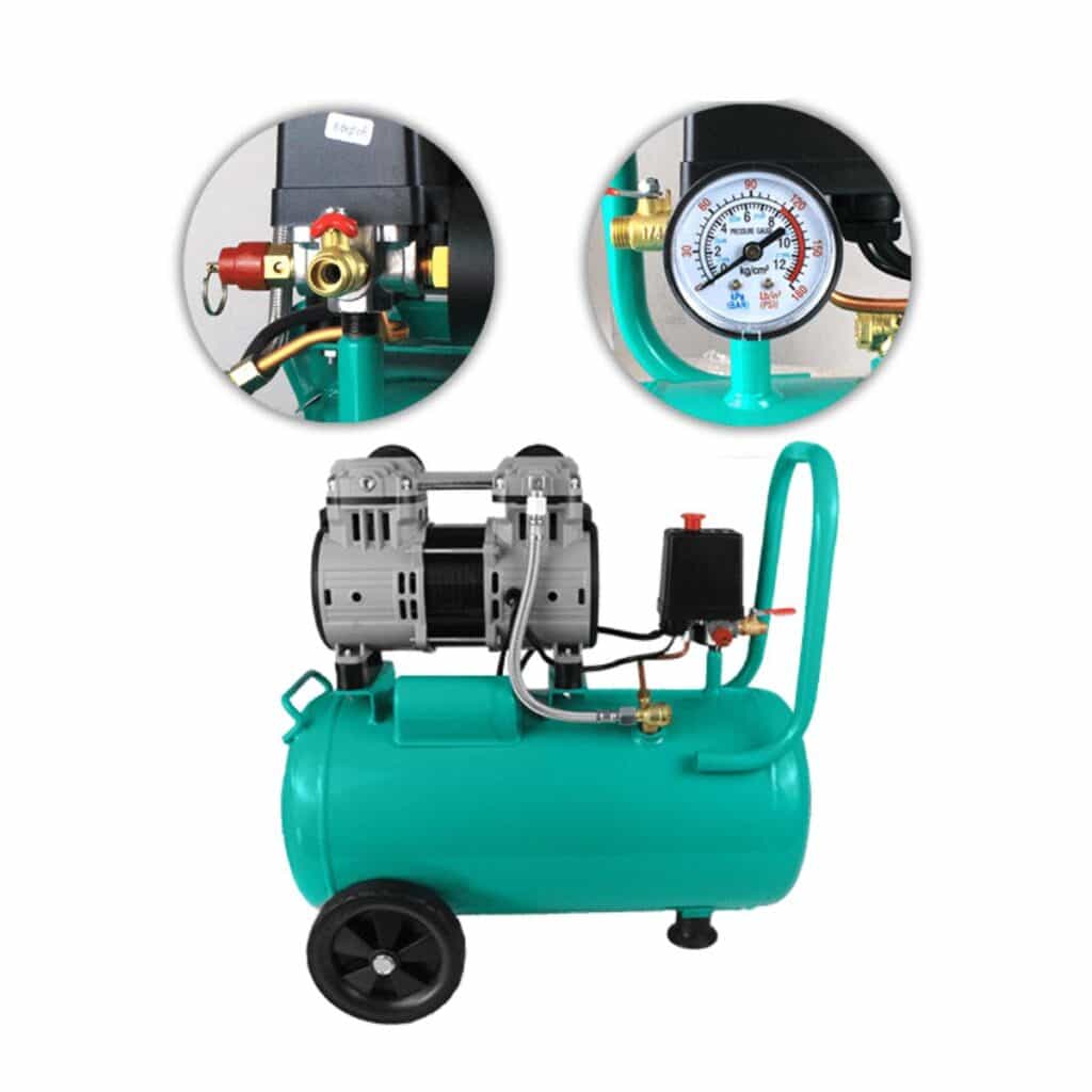 COMPRESORA 24 LITROS LIBRE DE ACEITE 1100W 2850/MIN 8BAR 70L/MIN – AQE1100/24L