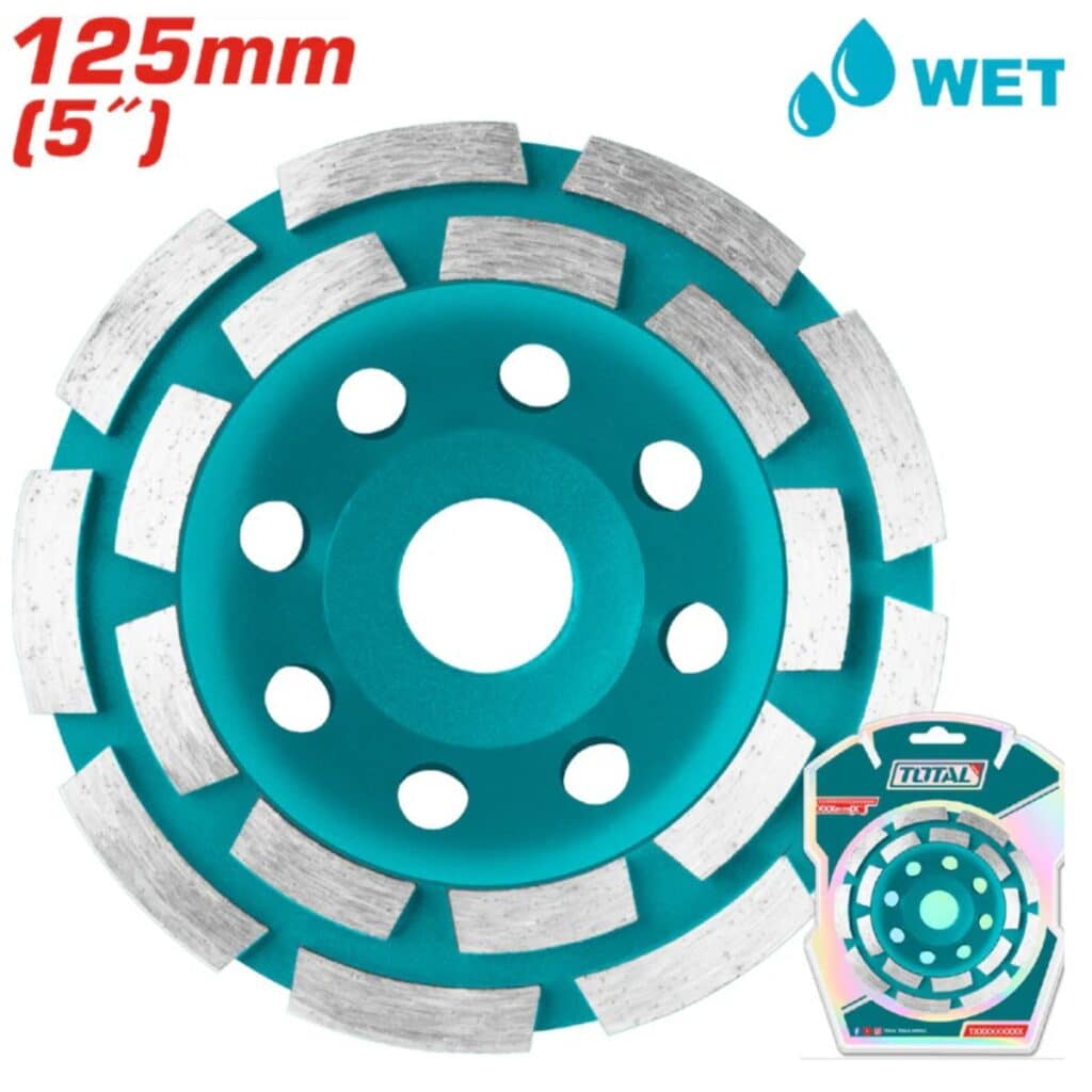 DISCO DIAMANTADO COPA DOBLE FILA DESBASTE 5″  125X22.22MM HUMEDO TAC2421251