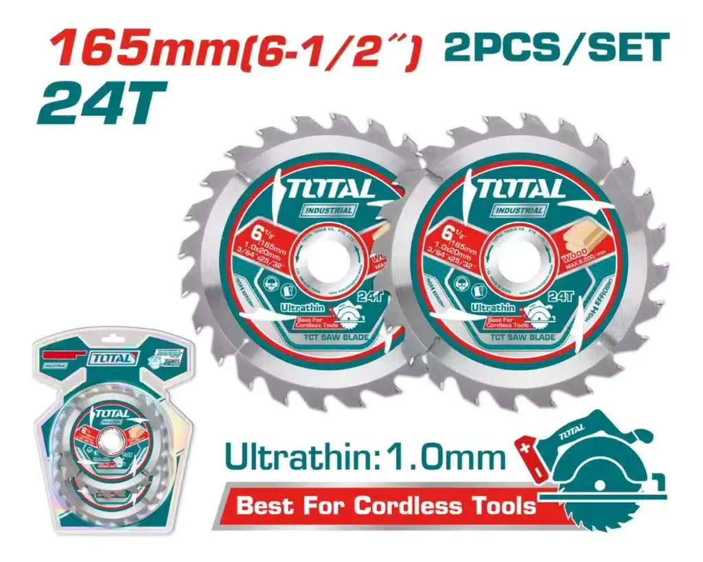 DISCO DE SIERRA SET 6.5″ 165MM 2PCS 24T ULTRA DELGADO: 1MM INDUSTRIAL MADERA – TAC2331653