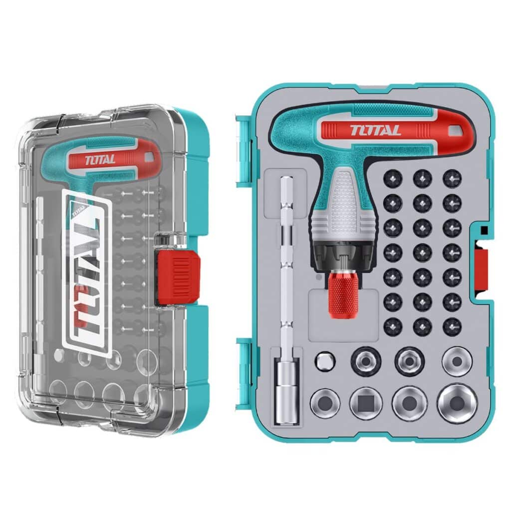 ATORNILLADOR RACHET + PUNTAS 31PZS MAGNETICO CRV ESTUCHE – TACSD30316