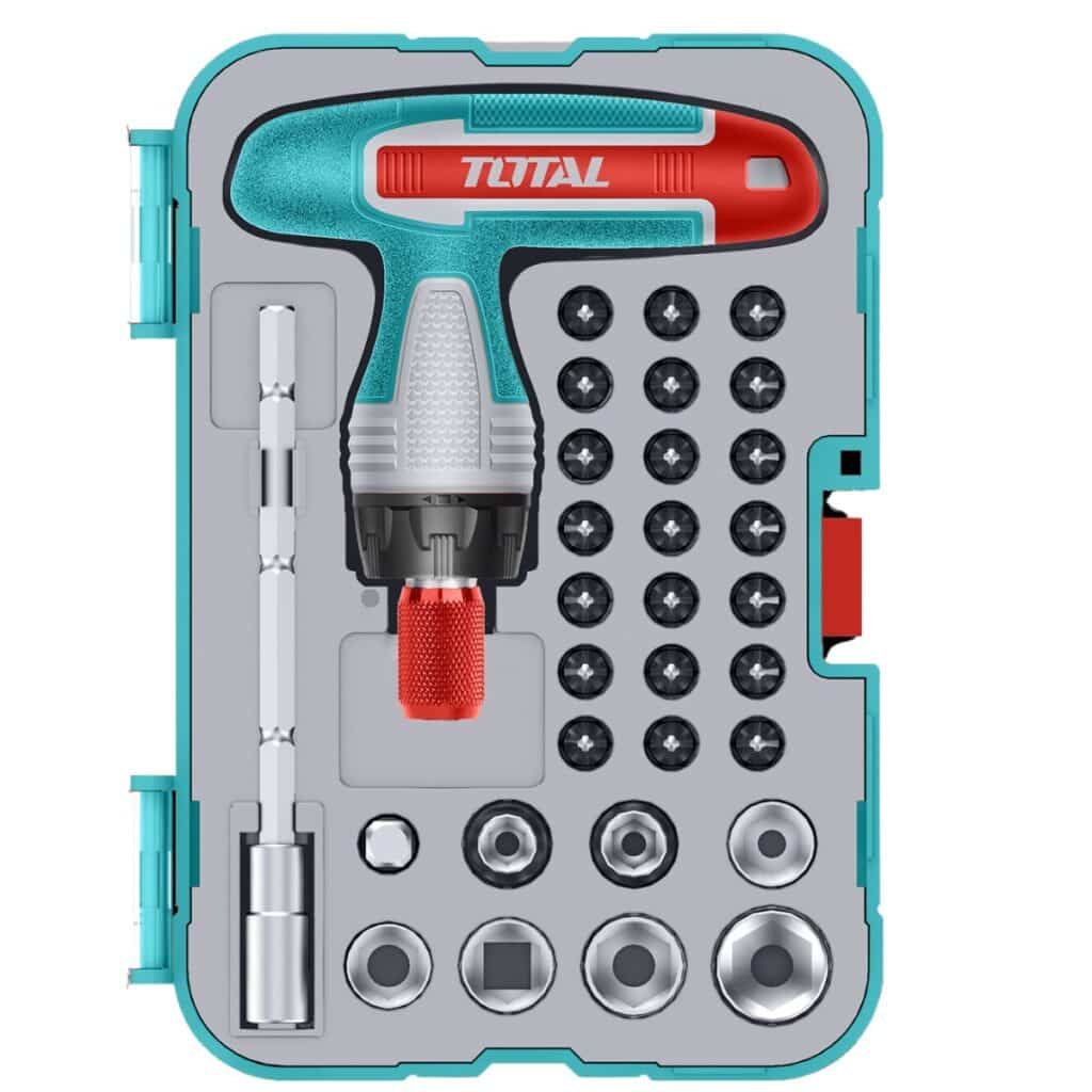 ATORNILLADOR RACHET + PUNTAS 31PZS MAGNETICO CRV ESTUCHE – TACSD30316