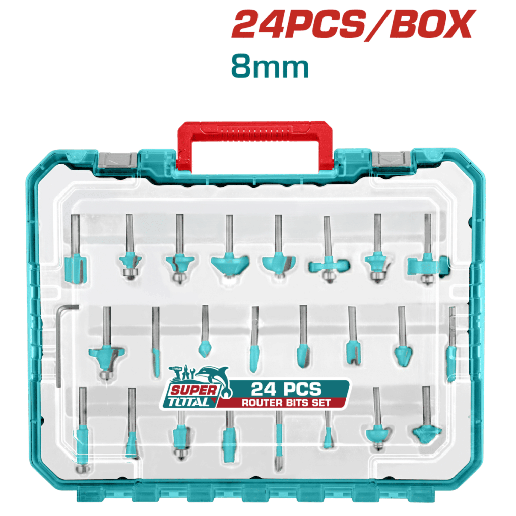 SET DE PUNTAS PARA RUTEADORA 12MM 24PCS EN MALETIN INDUSTRIAL – TACSR12412