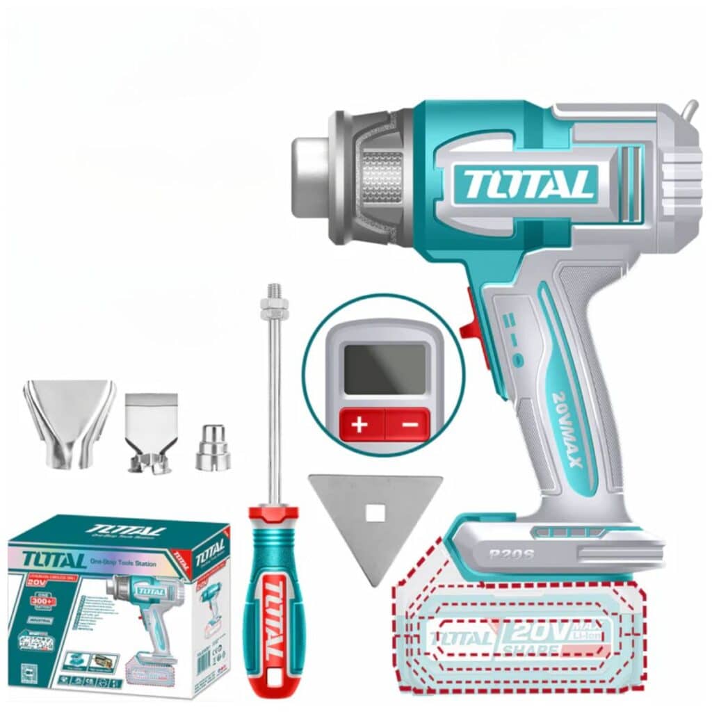 PISTOLA DE CALOR 20V 30-550C 100/200 L/MIN +ACC LCD INDUSTRIAL TOTAL- TBLI2003