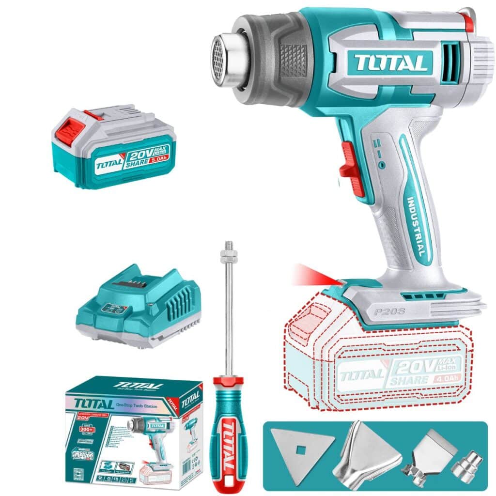 PISTOLA DE CALOR 20V 30-550C 100/200 L/MIN +ACC LCD 1X5.0AH INDUST TOTAL- TBLI20035